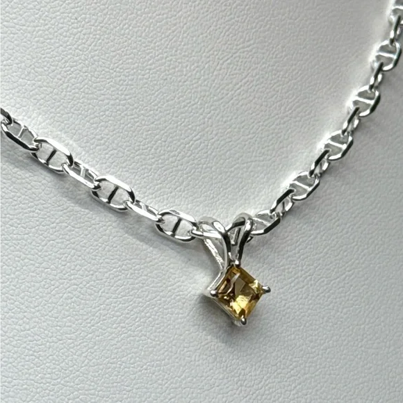 NC4  Genuine 1CT Princess Cut CITRINE  Pendant Solid Sterling Silver S925 - Picture 6 of 8